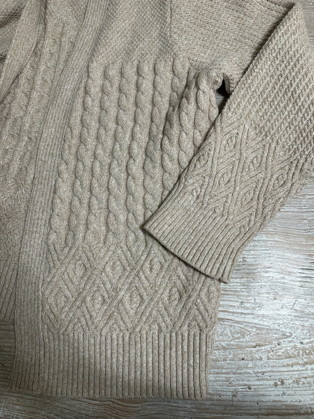 Appleseed's Beige Cable Knit Open-Front Cardigan Sz XL - Picture 4 of 9